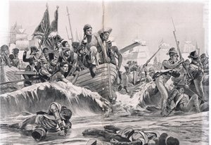 The Landing of the British Troops in Aboukir Bay, Illustration from 